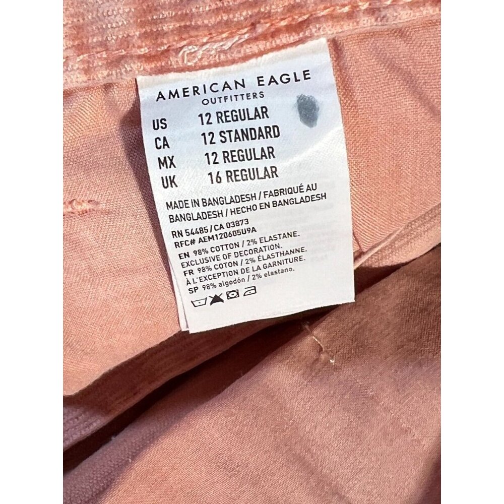 American Eagle Outfitters Corduroy Pants Womens 12 Peach Pink Stretch NWT - Picture 10 of 10